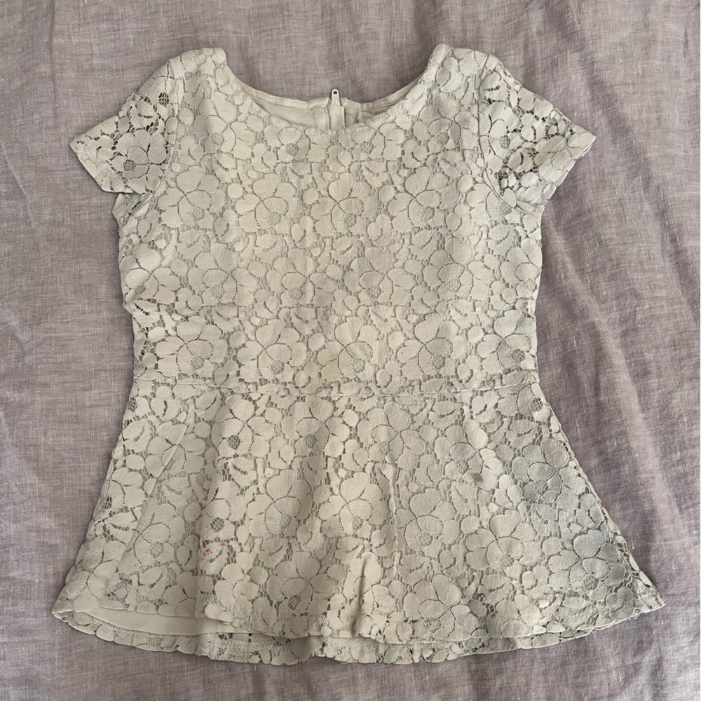 Joe Fresh Kids Enfants (6-7) Small Peplum White Lace Blouse